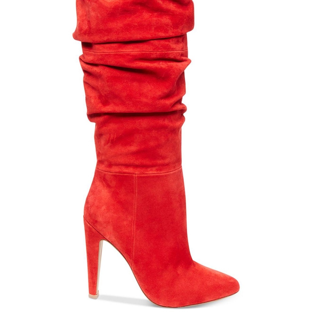 STEVE MADDEN Red Carrie Suede Slouch Boots